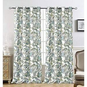 Beautiful Floral Print Grommet Top Blackout Curtains for Living Room Bedroom